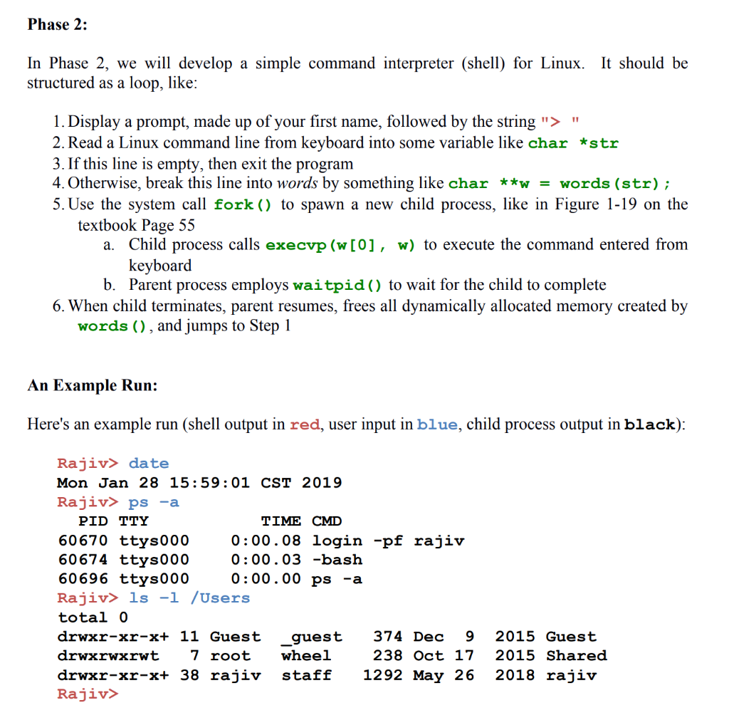  PLEASE WRITE IN C Phase 2: In Phase 2, we will