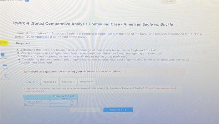  RWP6-4 (Static) Comparative Analysis Continuing Case - American Eagle vs. Buckle