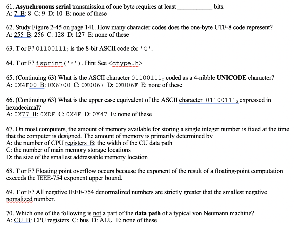 Quick computer science questions. Answer ALL 61-70 for positive rate. 61. Asynchronous