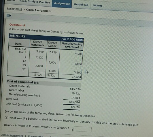 Read, Read, Study & Practice nment Grade book ORION Assignment open