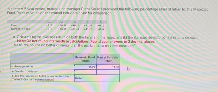 What is the standard deviation for fund return and portfolio return? In