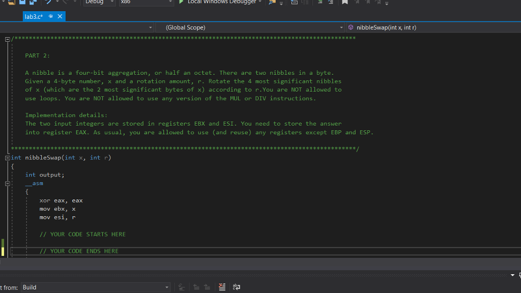 nibbleswap function x86 assembly How can I do this? Local Windows Debugger