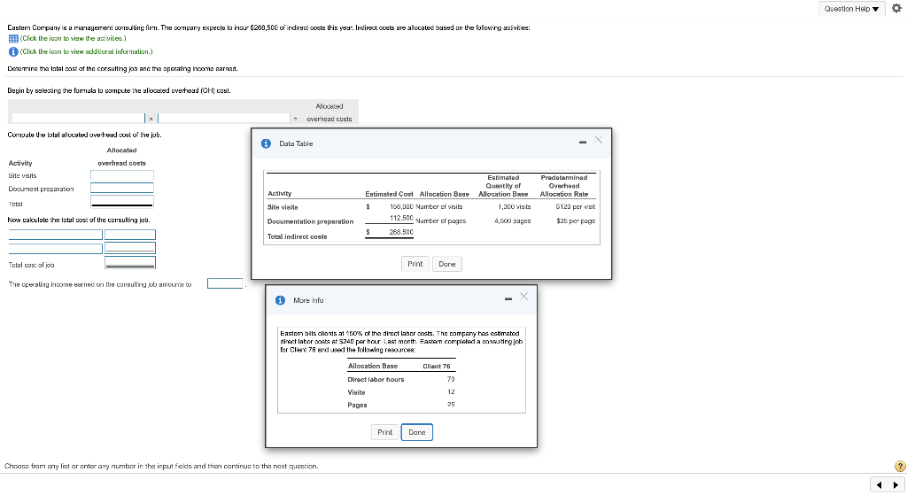 Answer please Question Help Eastern Company is a mageren sonsulting firm. The