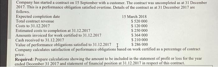 solve with deep explanation Company has started a contract on 15 September