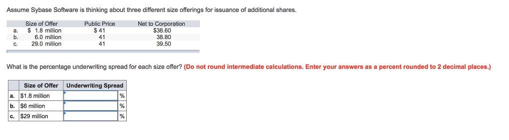 Assume Assume Sybase Software is thinking about three different size offerings for