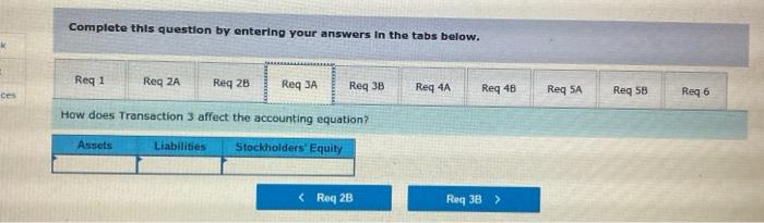 total stockholders' equity. Beginning balances prior to Transaction 1 are $0. Answer