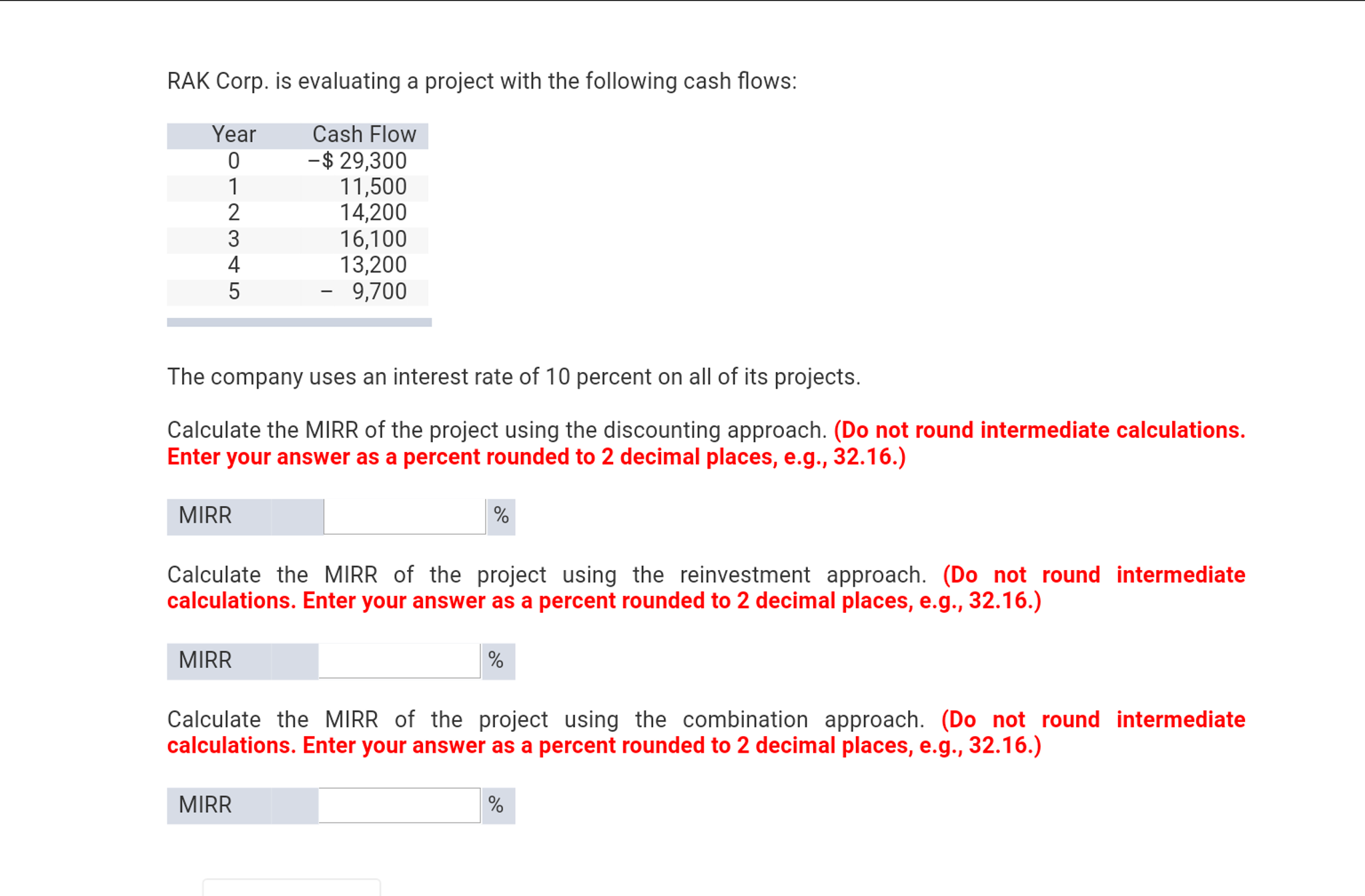please help with these three! RAK Corp. is evaluating a project with