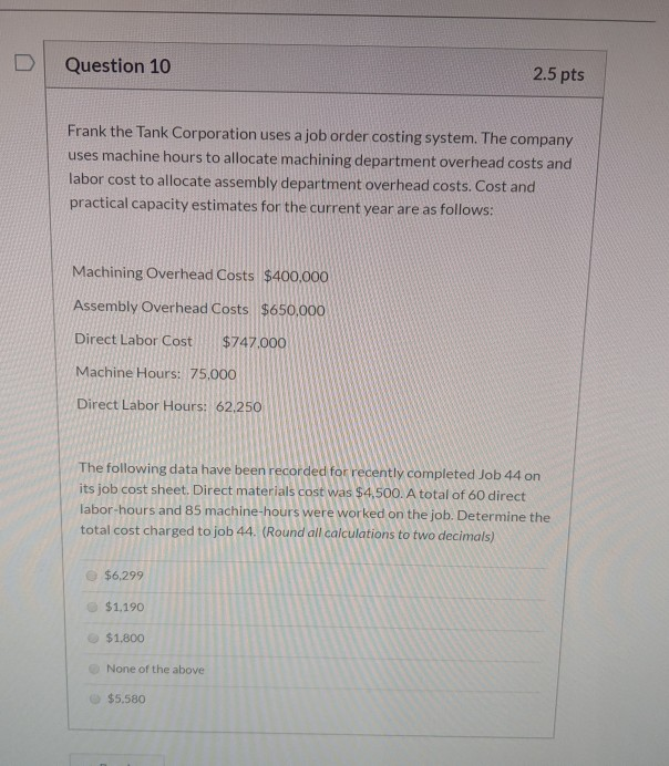 Joe's Planes uses a job order costing system. The company uses machine