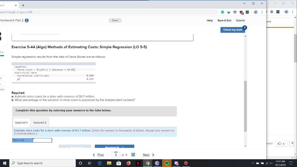 Homework Part 20 Sorved Help Save & Exit Submit Check my work