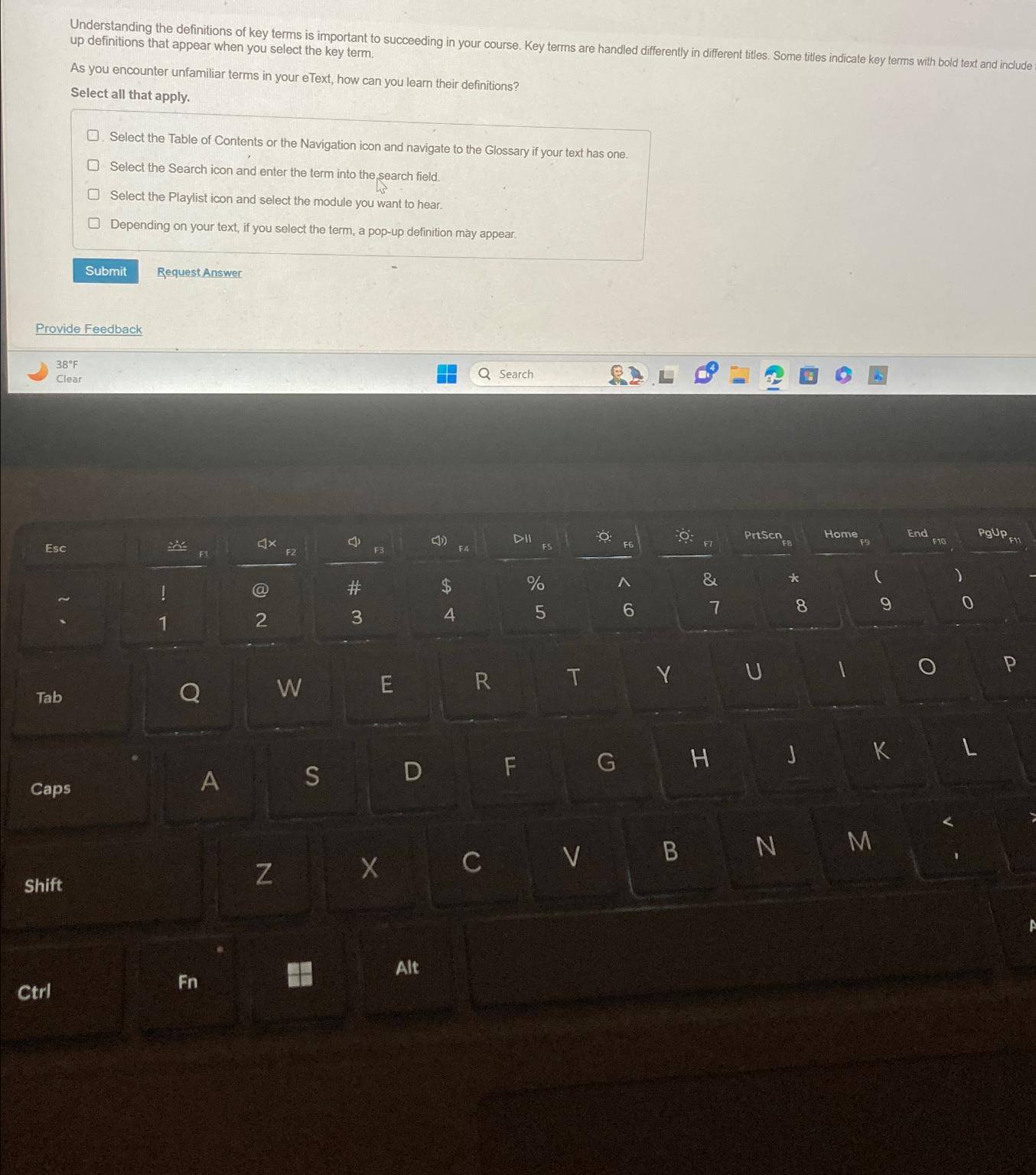  up definitions that appear when you select the key term. As