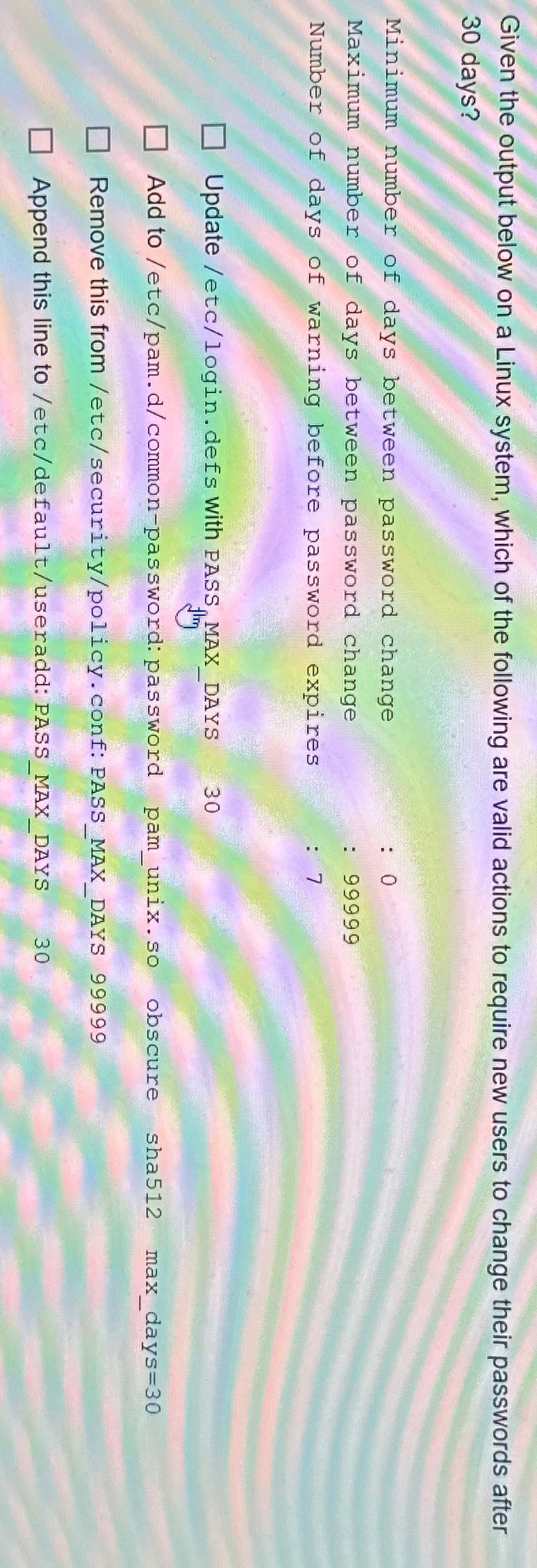  Given the output below on a Linux system, which of the