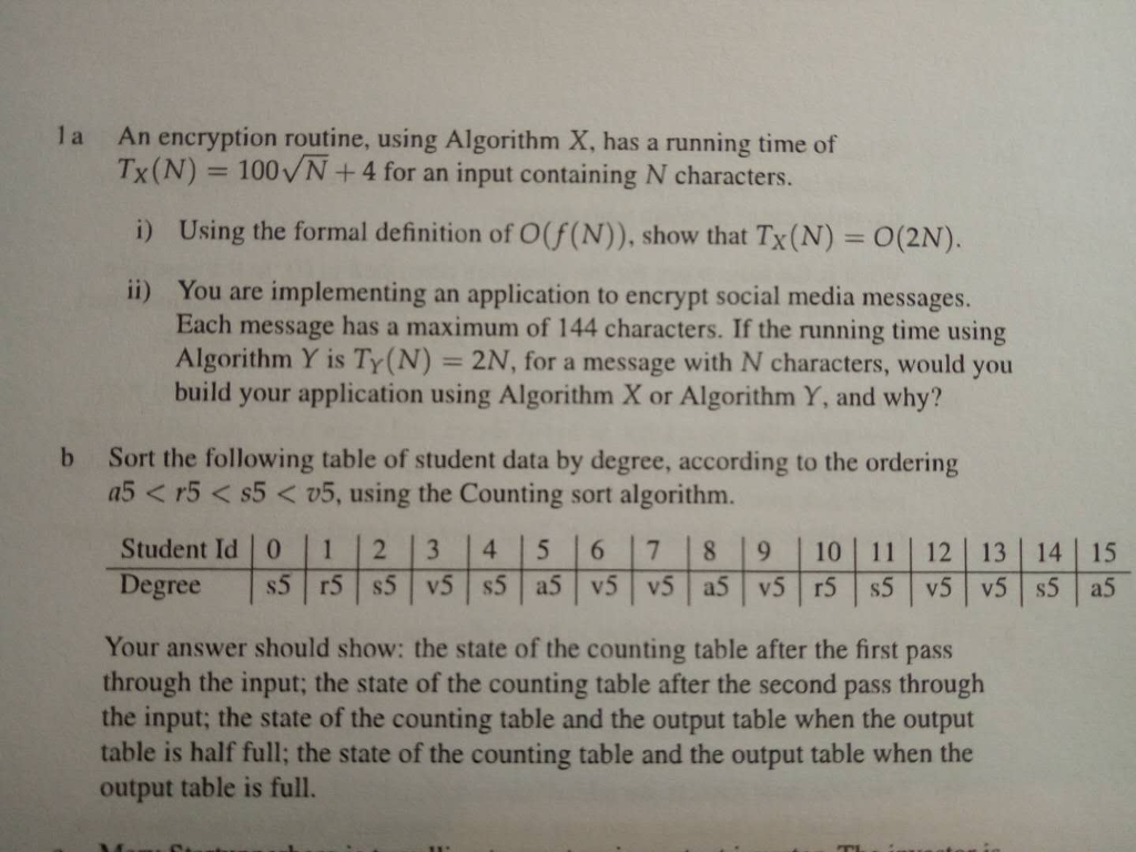  An encryption routine, using Algorithm X, has a running time of