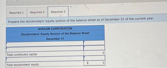 following components of stockholders' equity at December 31 of the prior year.