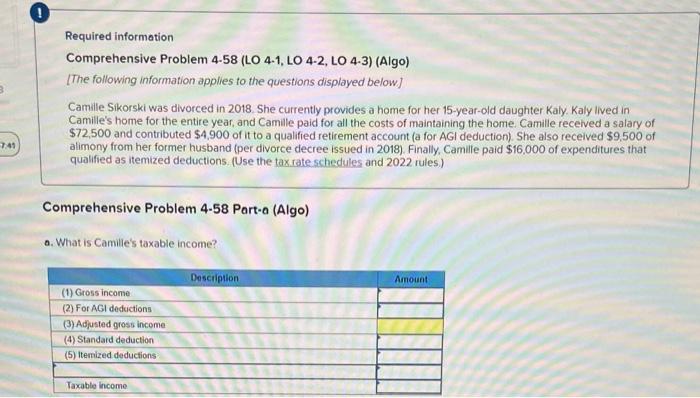  Required informetion Comprehensive Problem 4-58 (LO 4-1, LO 4-2, LO 4-3)