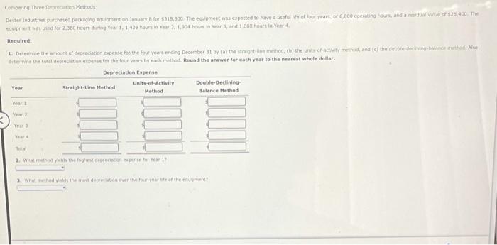  Computing The Derection Methods Dexter Industries purchased packaging equipment on any
