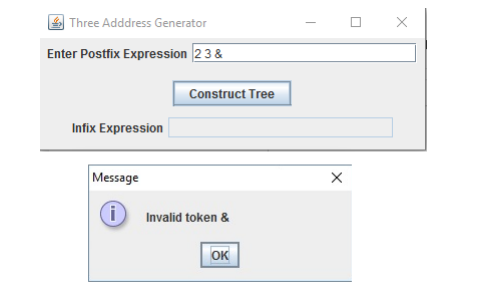 expression of unsigned integers in postfix notation and builds the arithmetic expression