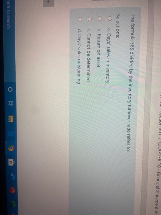  JELLIIT 301 / CHAPTER 10 - Financial Statement Ar The formula