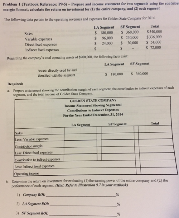  Problem 1 (Textbook Reference: P9-5) - Prepare and income statement for