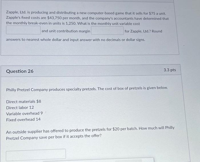  Zapple, Ltd. is producing and distributing a new computer-based game that