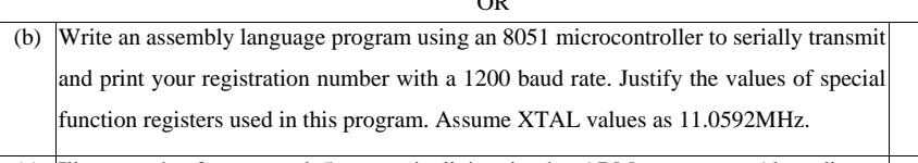  (b) Write an assembly language program using an 8051 microcontroller to