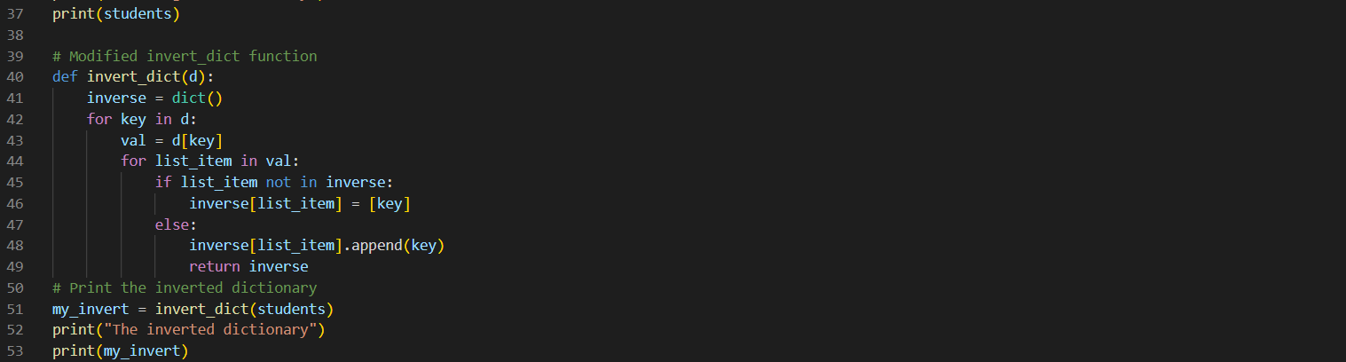 from a file and write the inverted dictionary to a file. Include