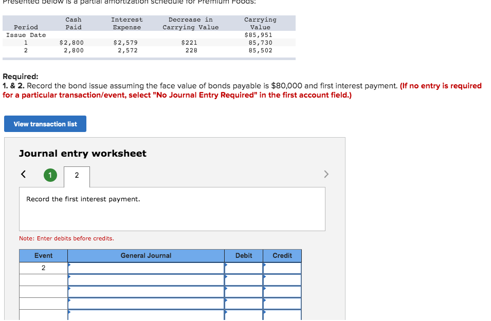 Paid Period Issue Date Interest Expense Decrease in Carrying Value Carrying Value