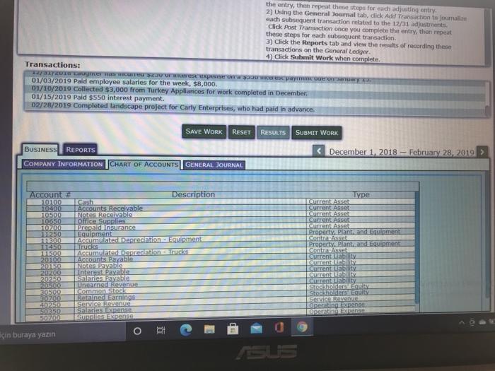 repeat these steps for each adjusting entry, 2) Using the General Journal