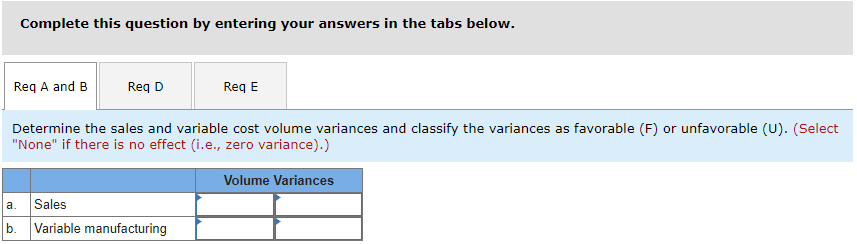 15-7A (Algo) Determining sales and variable cost volume variances LO 15-3, 15-4