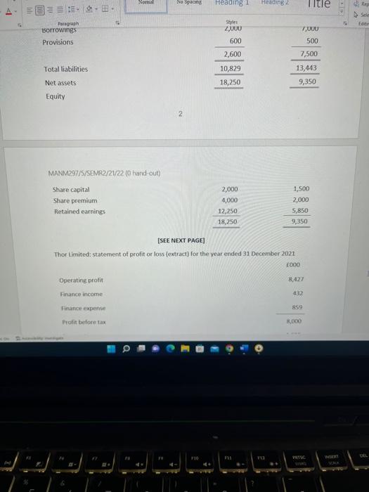 2 Title E 5 Paragraph Styles Question 1: Statements of financial position