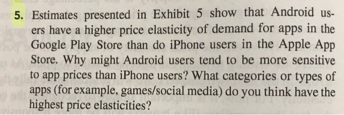  5. Estimates presented in Exhibit 5 show that Android us- ers