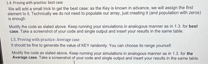 best case, worse case and the average. The value of key should