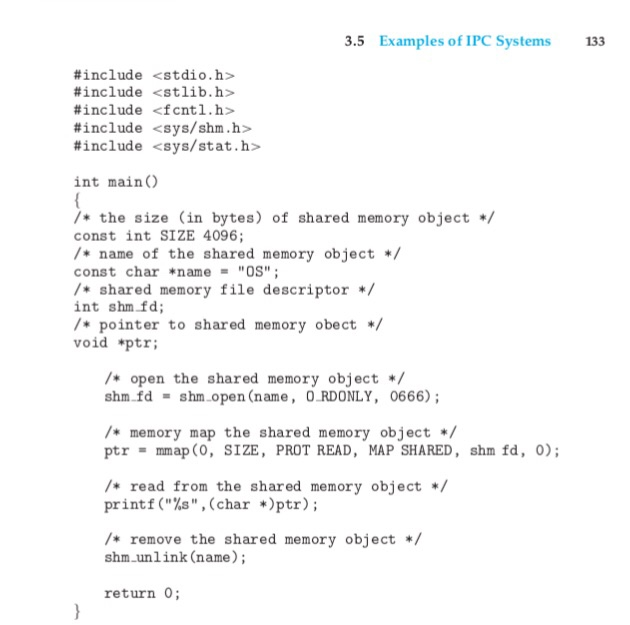 the textbook pp. 132-133 to create two files, shm_prod.c and shm con.c.