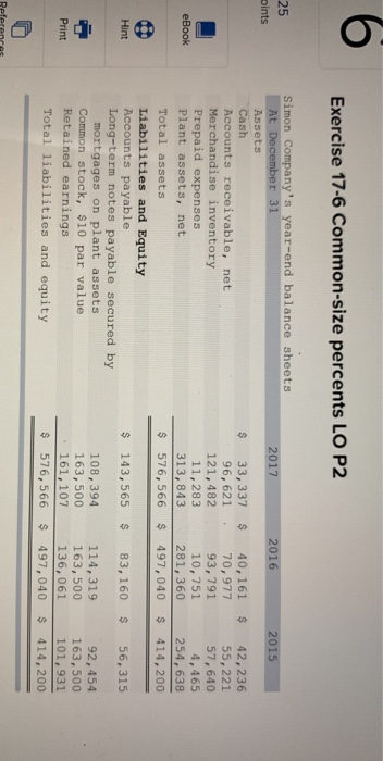  6 Exercise 17-6 Common-size percents LO P2 Simon C ny's year-end