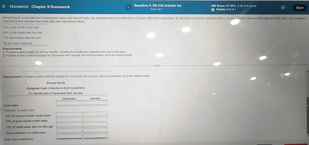 Homework: Chapter 9 Homework Question 5, E9-33A (similar to) Part 2