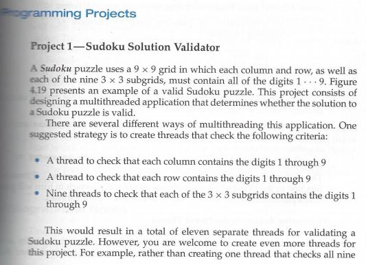 Read through the programming project - Sudoku Solution Validator from the pages