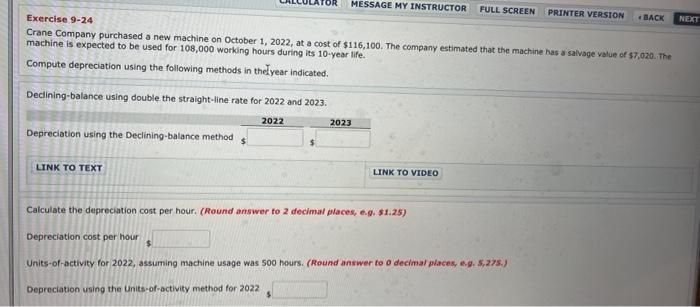  MESSAGE MY INSTRUCTOR FULL SCREEN PRINTER VERSION BACK NEXT Exercise 9-24