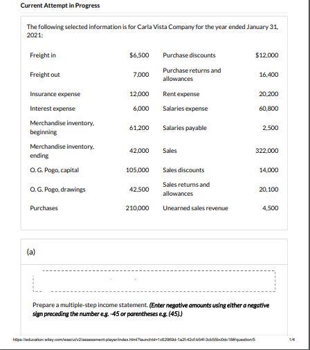  Current Attempt in Progress The following selected information is for Carla