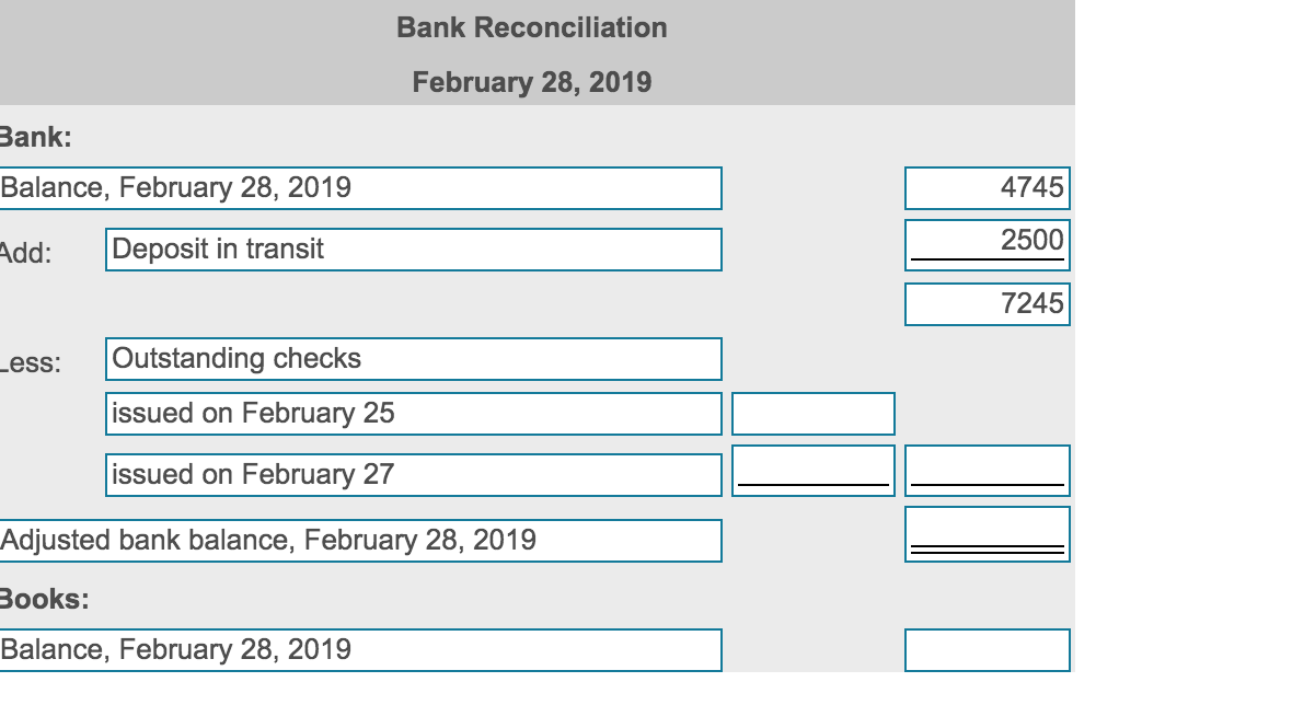 E: (Click the icon to view the February bank statement.) Data Table