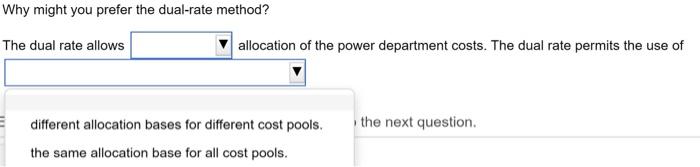 are allocated on the basis of expected monthly usage. Fixed costs are