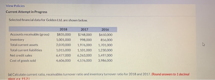  View Policies Current Attempt in Progress Selected financial data for Golden