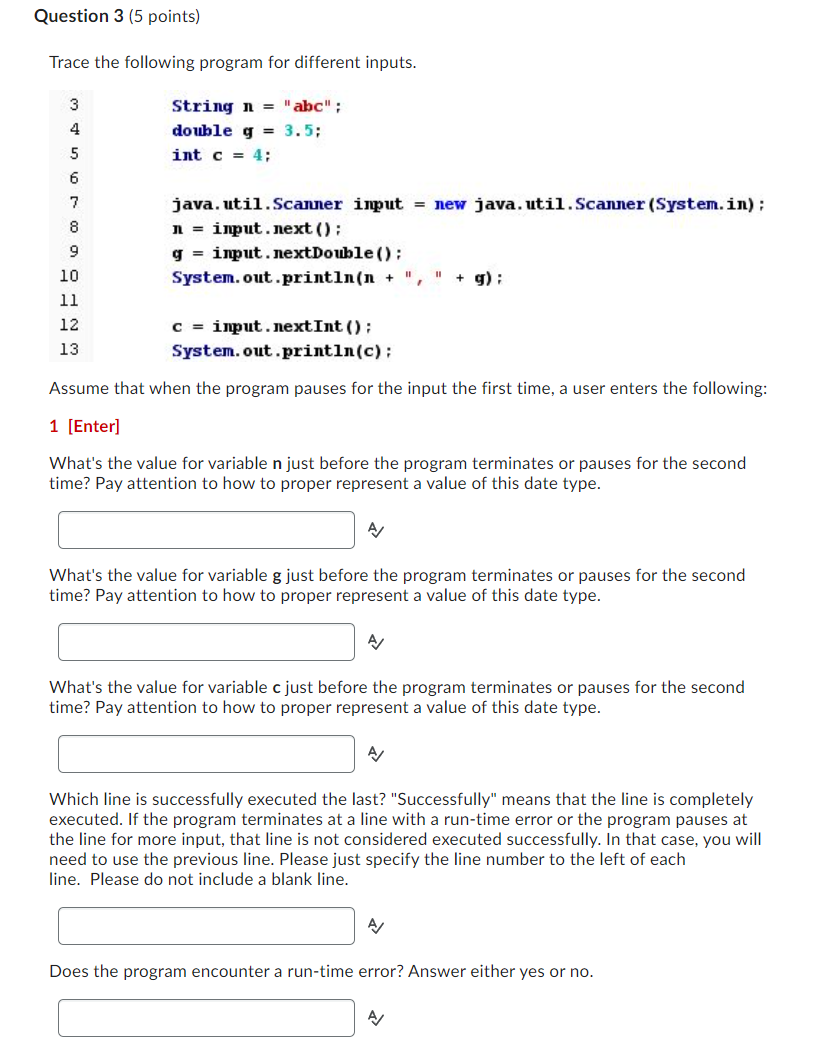 following: 123 [Enter] What's the value for variable n just before the