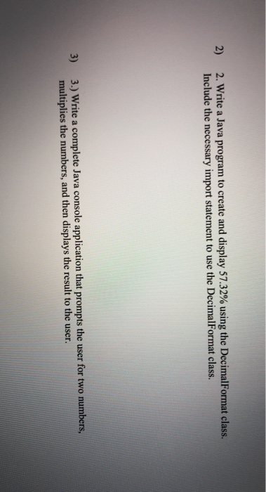  Java 2) 2. Write a Java program to create using the