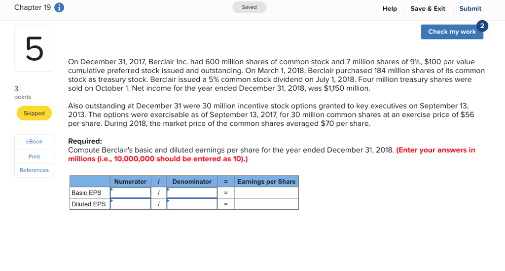  Chapter 19 Saved Help Save & Exit Submit 2 Check my