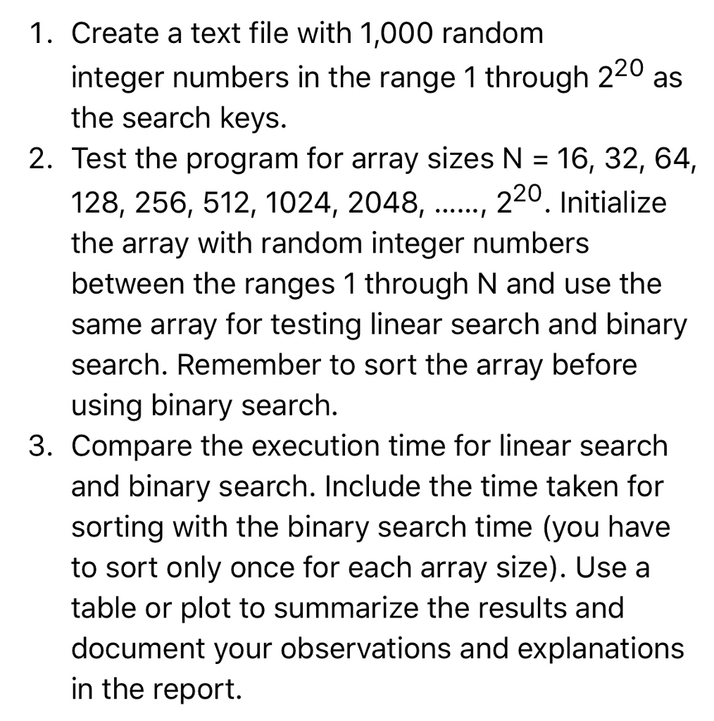 write in a java programming. 1. Create a text file with 1,000
