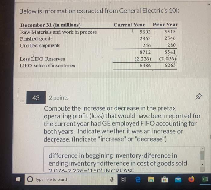 (2,226) (2,076) 6486 6265 Reserves ne of inventories v 2 points Compute