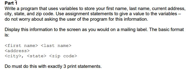 Must be done in python and using linux mint Part 1 Write