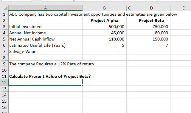 E A company has a minimum required rate of return of 11