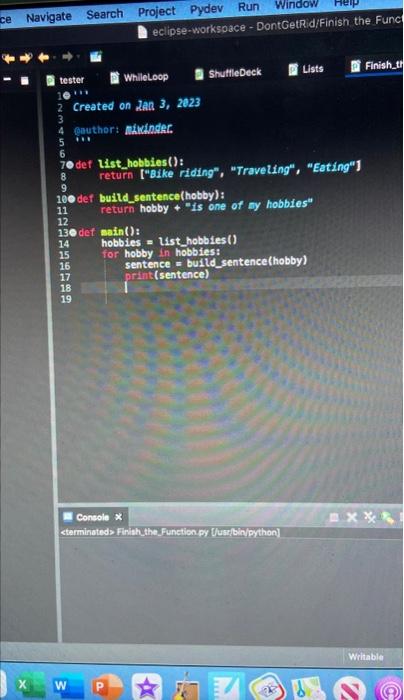 i am trying to make a code that prints a list of