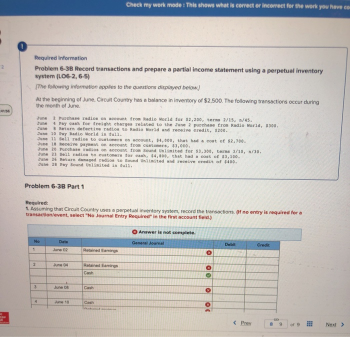  Check my work mode : This shows what is correct or