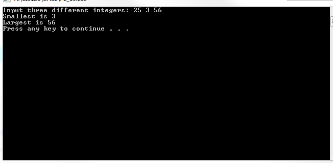 Create a program that asks the user for three numbers and tells